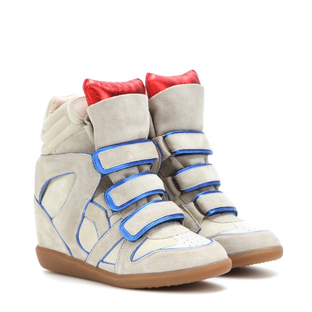 Price $80 Isabel Marant Wila Suede Blue Women's Wedge Sneakers Shop ...